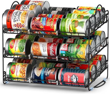 KICHLY Can Organizer Pantry, Stackable Can Organizer Holds Upto 36 Cans,