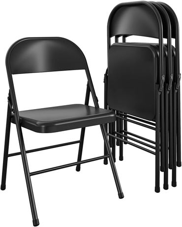 Steel Folding Chair (Set of 4), Black Furniture, Key Chairs,