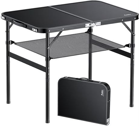 Anbte Folding Camping Table, 36"x24" Portable Table (Black)