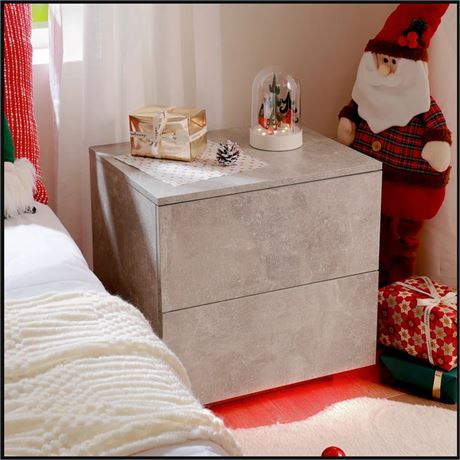 LED Nightstand Bedside Tables with 2 Drawers
