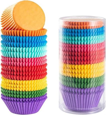 Gifbera Bright Rainbow Standard Cupcake Liners Solid Colorful Paper Baking Cups
