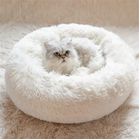 LINKLIFE Pet Calming Bed, 19.7" Donut Dog Bed - Round Cuddler