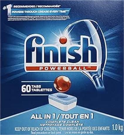 Finish Dishwasher Detergent , All in 1 Powerball, Fresh 60 tablets, Fast Action