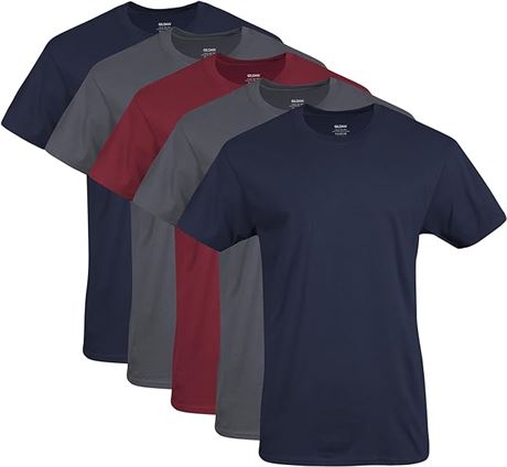 XL - Gildan Men's Crew T-Shirts, Multipack, Style G1100, Navy/Charcoal/Cardinal