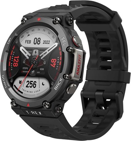 Amazfit T-Rex 2 Black Smart Watch for Men and Women, Rugged Outdoor GPS Sports