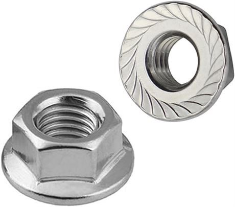 1/4-20 Serrated Flange Hex Lock Nuts, Stainless Steel 18-8 (304), 50 Pcs