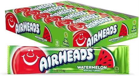 Airheads Bars, Watermelon, 0.55 Ounce (Pack of 36)