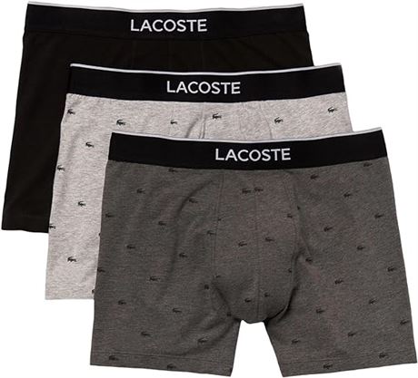 XL Lacoste Mens Casual Allover Croc 3 Pack Cotton Stretch Boxer Briefs