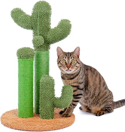 PAWZ Road Cactus Cat Scratching Post with Natural Sisal Ropes, Interactive Ball