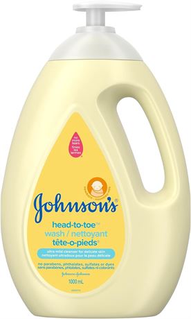 Johnson's Baby Wash and Shampoo for Baths, Head-to-Toe, Tear Free, 1000 ml, whit