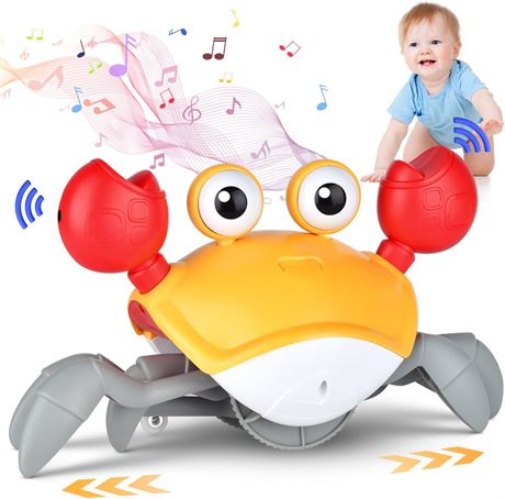 Crawling Crab Baby Toy, Infant Electronic Walking Crab with Music LED Light Up