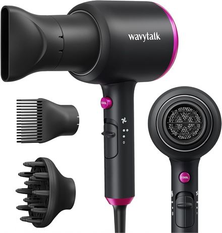 Wavytalk Ionic Hair Dryer with Diffuser and Comb Nozzle
