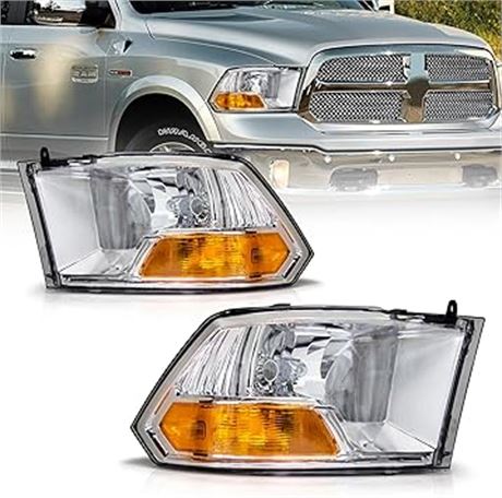 AS Headlight Assembly Compatible with 2009-2018 Dodge RAM