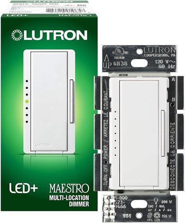 Lutron Maestro LED+ Dimmer Switch | for Dimmable LED, Halogen & Incandescent Bu