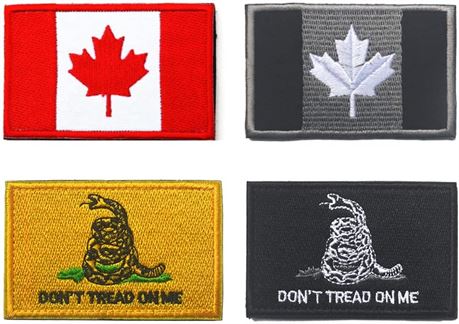 Antrix 4 Pieces Don't Tread On Me Military Patch and Tactical Canada Flag Patch
