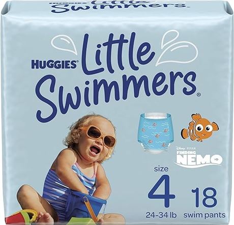 HUGGIES Swim Diapers, Size 4 Medium, Huggies Little Swimmers Disposable Swimpant