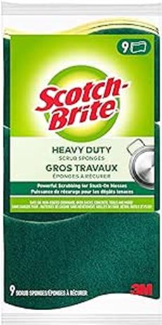 Scotch-Brite Scrub Sponge, 9 Pack, Heavy Duty, Sponges for Dishes