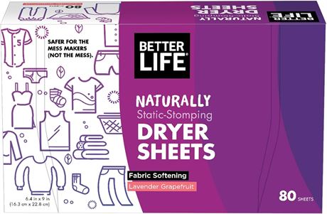 Better Life Dryer Sheets, Lavender Grapefruit, 80 Count