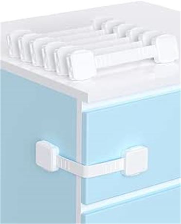White Upgraded 6 Pack Child Safety Locks for Cabinets, Fridges
