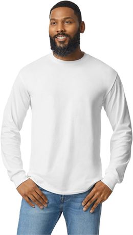 SMALL - Gildan Mens DryBlend Long Sleeve T-Shirt, White
