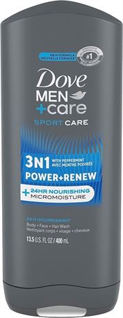 400ml Dove Men+Care SPORTCARE Power+Renew Face Wash and Body Wash for Fresh