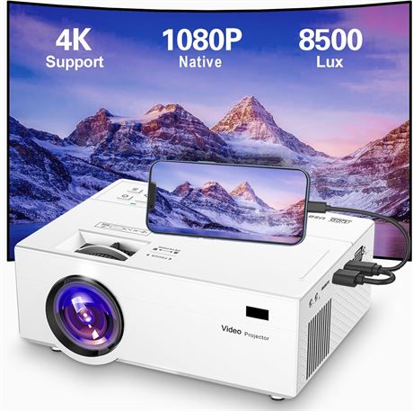 Video Projector Movie Projector 8500 Lumens, 1080P Full HD Supported Portable