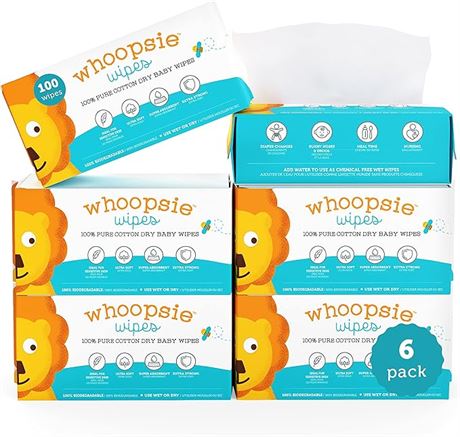 Whoopsie Wipes | Ultra-Soft - 100% Pure Cotton Dry Baby