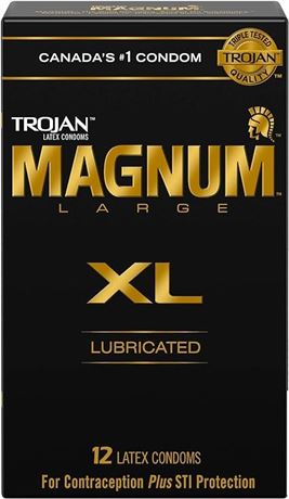 TROJAN Magnum XL Extra Large Size Lubricated Latex Condoms, 12 Count