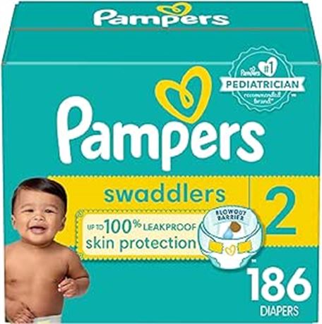 Pampers Diapers Size 2, 186 Count