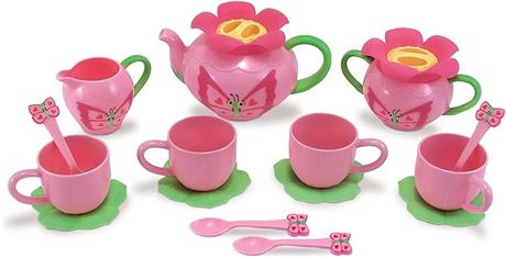 Melissa & Doug Sunny Patch Bella Butterfly Tea Set (15 pcs) - Play Food Accessor