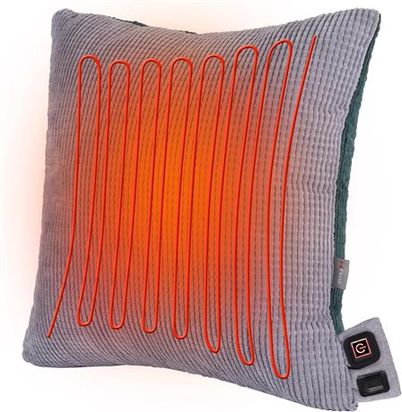 FirstE Heated Throw Pillow,17.7" x 17.7" Hot Electric Heating Pillow for Cramps