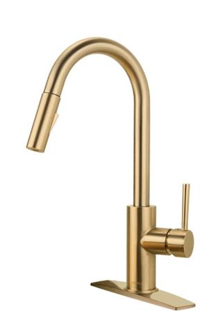 Gold Kitchen Faucet, FORIOUS Kitchen Faucet with Pull Down Sprayer Brushed Gold