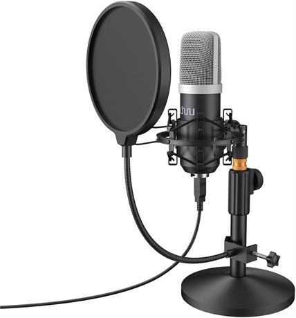 Uhuru Professional USB Podcast Microphone Kit,192KHZ/24Bit Condenser Streaming