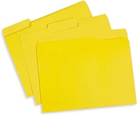 Amazon Basics File Folders, Letter Size, 1/3 Cut Tab, Yellow, 36-Pack