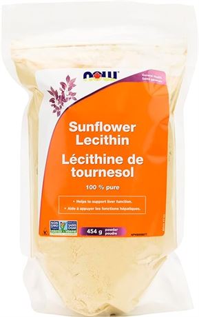 NOW Sunflower Lecithin Powder, Non-Gmo, 454g