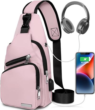 Sling Bag Crossbody Backpack for Women Men Chest Bag Hiking Bag with USB Chargin