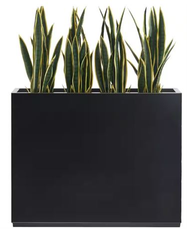 Long Box Metal Rectangular Planter in Black, (Planter Only)