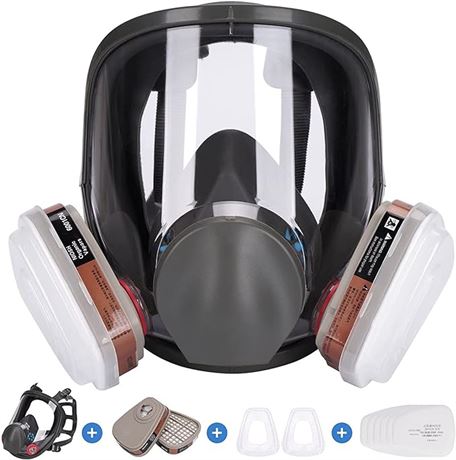 Reusable Full Face Respirator, Gas Cover Organic Vapor Mask and Anti-fog