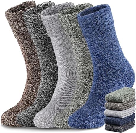 Yeblues 5 Pairs Wool Socks Mens, Thick Warm Winter Socks