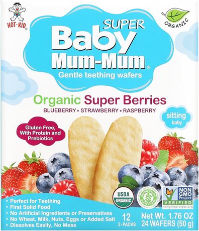 Hot Kid, Baby Mum-Mum, Rice Rusks, Organic Super Berries, 12 2-Packs, 1.76 oz