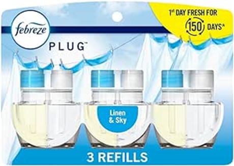 Febreze Plug in Air Fresheners, Linen & Sky, Odor Eliminator for Strong Odors