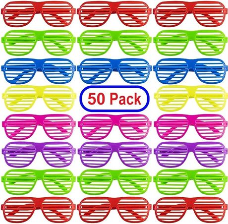 50 Pairs Shutter Glasses Neon Shades Stylish Shutter Sunglasses for Kids & Adult