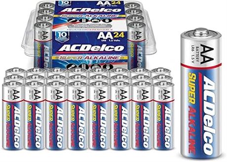 ACDelco 24-Count AA Batteries, Maximum Power Super Alkaline Battery, 10-Year She