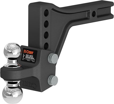 CURT Adjustable Trailer Hitch Ball Mount with Dual Ball, 2" Shank, 15K #45935
