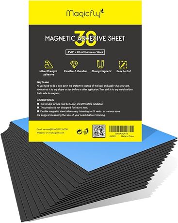 Magnetic Adhesive Sheet 8 X 10 Inch, Magicfly Pack of 30 Flexible Magnet Sheet