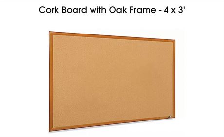Oak framed cork bulletin board