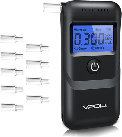 VPOW Alcohol Breathalyzer to Test Alcohol with Digital Blue LCD Display