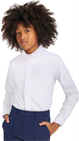 14 - Calvin Klein Boys Long Sleeve Slim Fit Dress Shirt, Button-Down Style