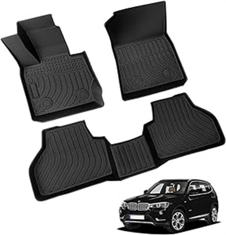 Landrol All Weather Floor Mats Replacement for BMW X3 F25 2011-2018 Models Black