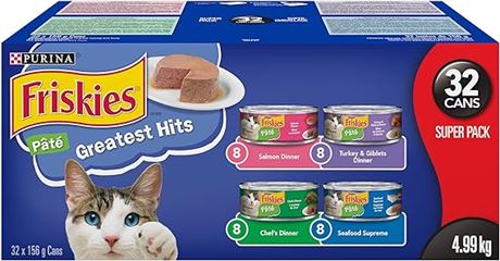 Friskies Greatest Hits Wet Cat Food, Pate Variety Pack 4 Flavours